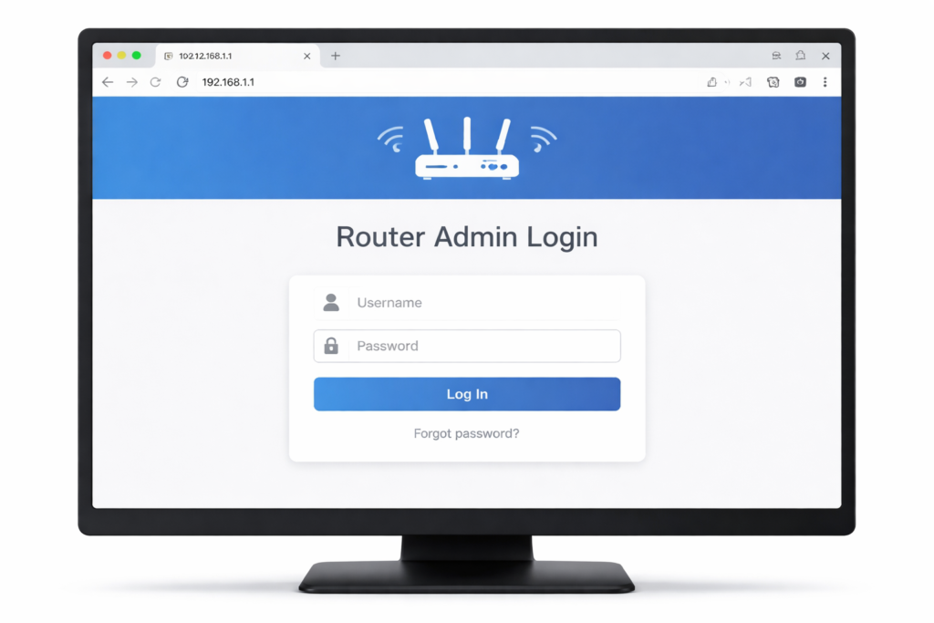 192.168.1.1 router admin login page showing username and password fields