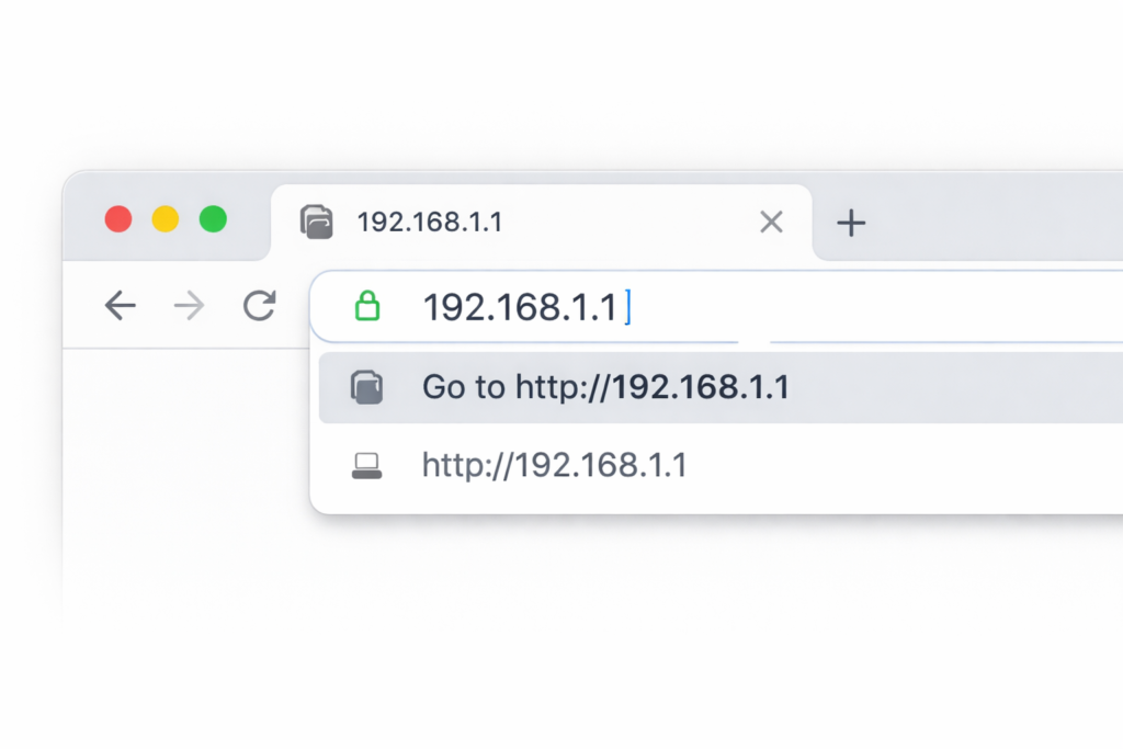 typing 192.168.1.1 in browser to access router admin login page